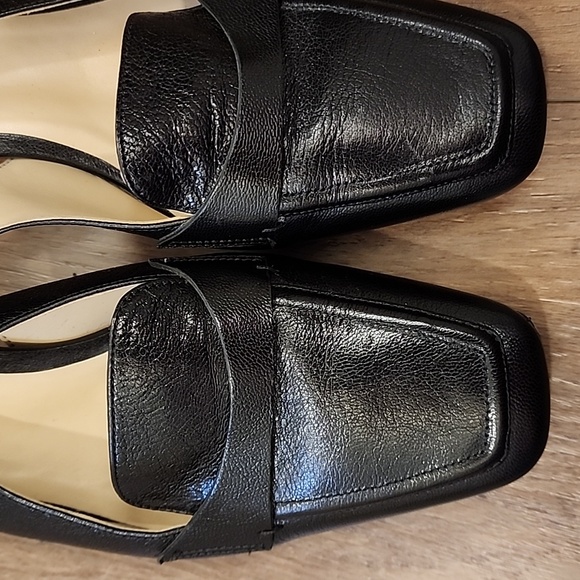 27 Edit Naturalizer Hunny Slingback Pump Shoes Black Leather Block Heel size 11 - Picture 3 of 13